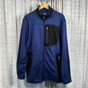 Reel Legends Full Zip Jacket Blue Mens Large LG L Fleece Lined Mock Neck EUC
